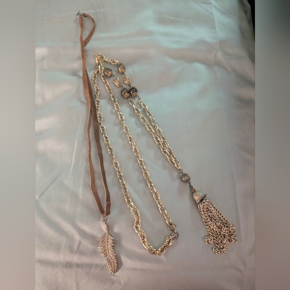 Gold and Brown Tassel Necklaces